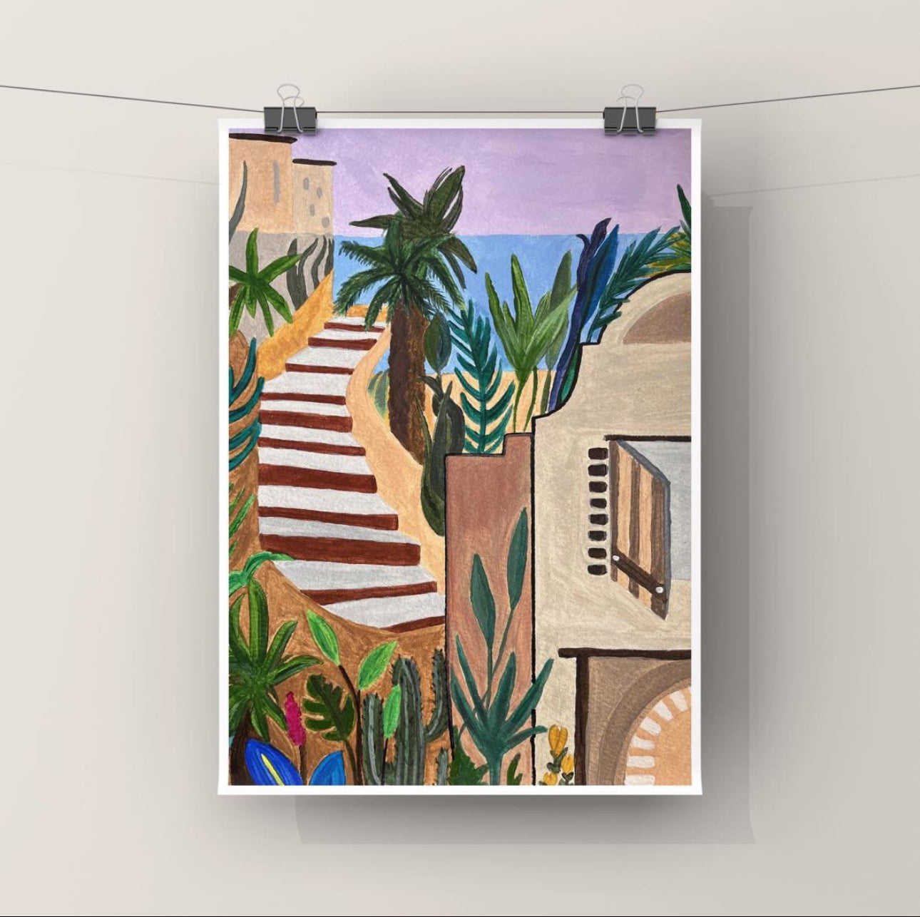 Tropical Stairs / Illustration / A5 A4 / Mexican Print