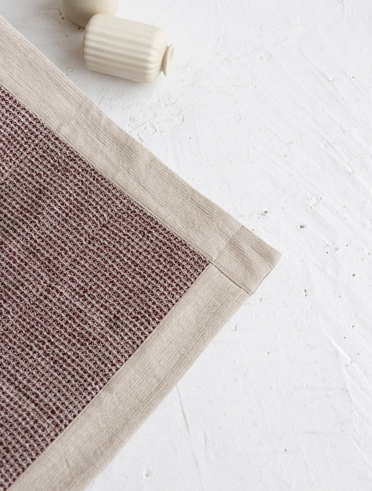 Burgundy Linen Bathroom mat