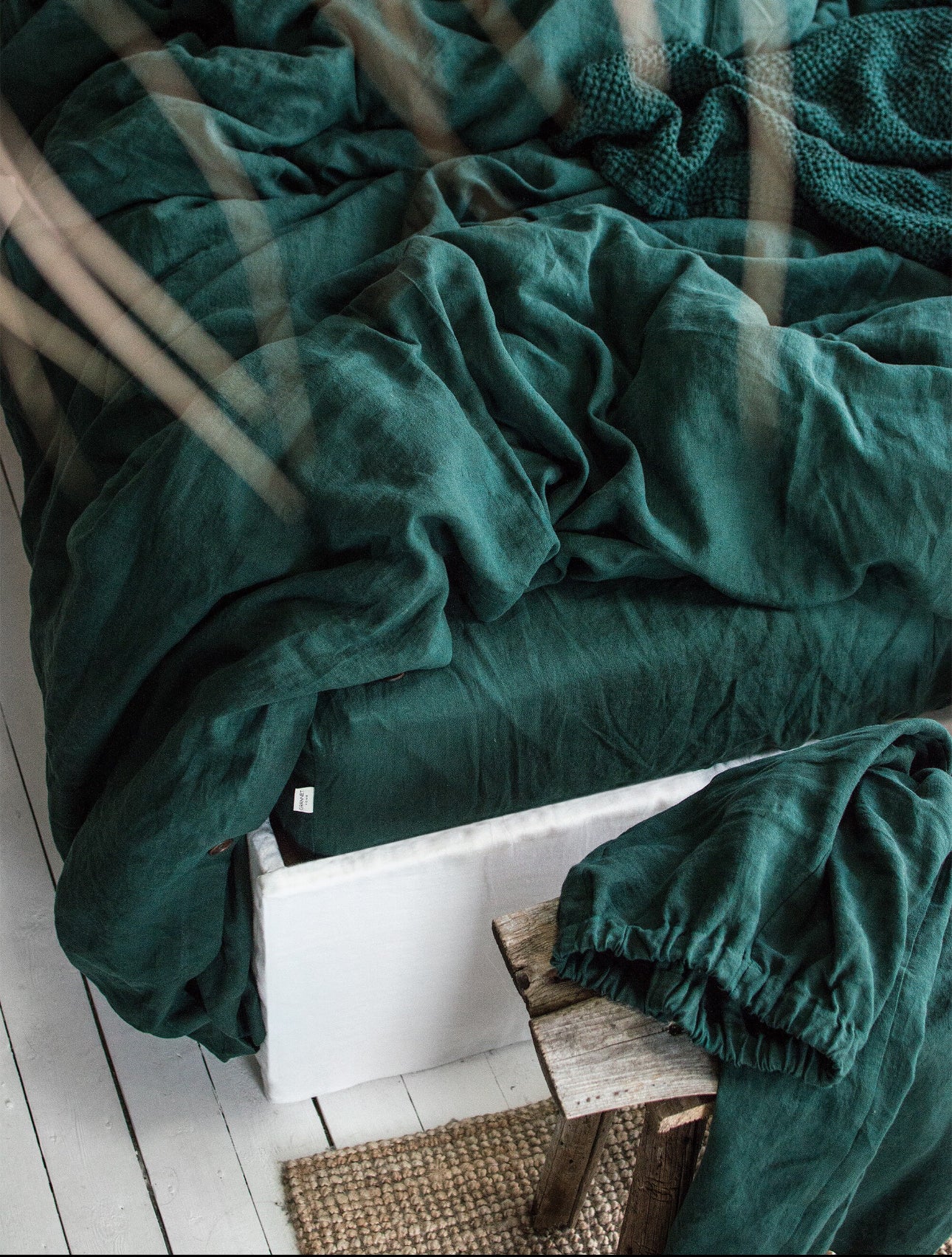 Linen Bedding set in Jungle Green