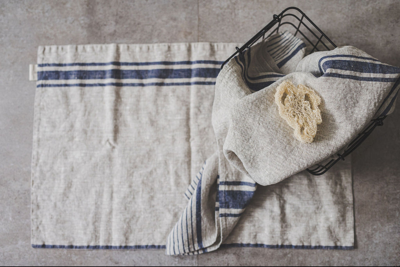 French Style Linen bath mat