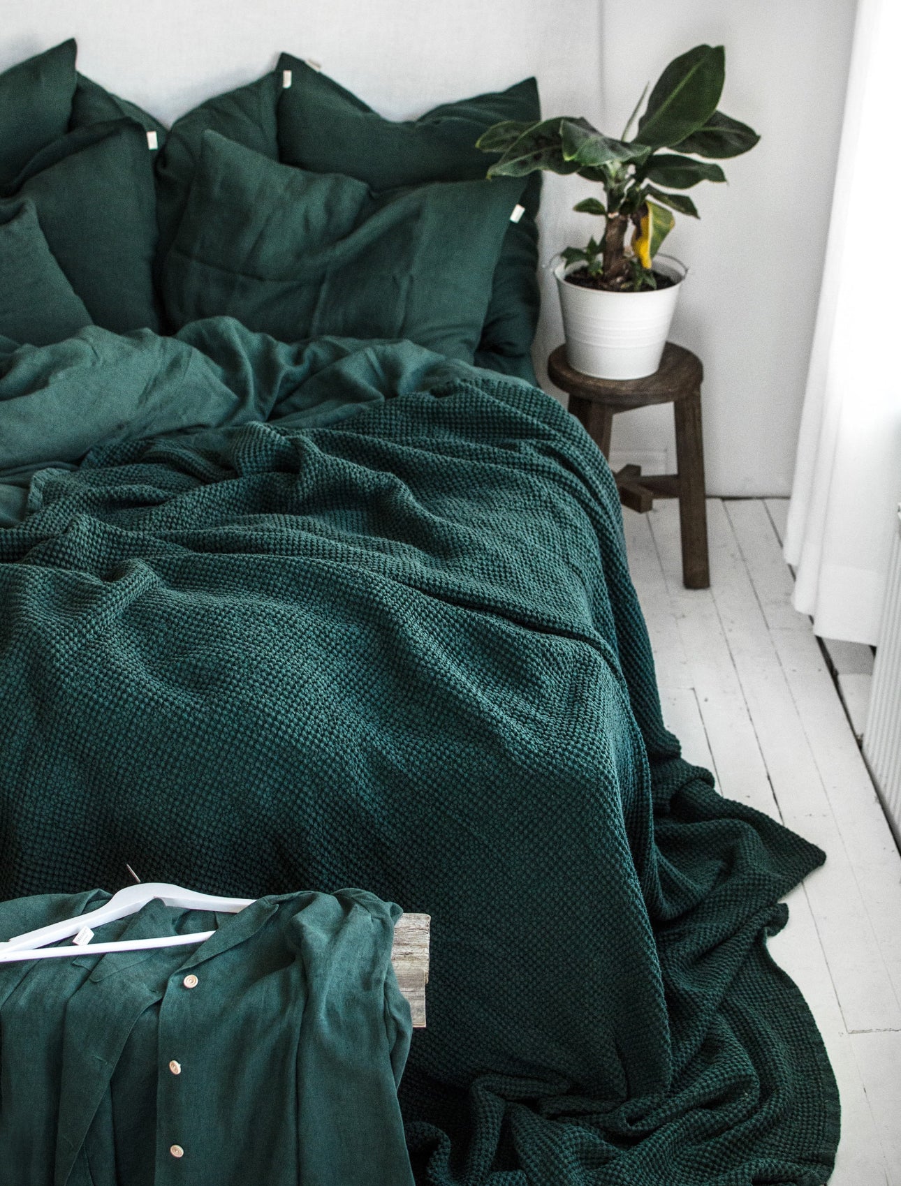 Linen Bedding set in Jungle Green