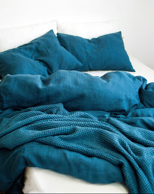 Linen Bedding set in lake blue