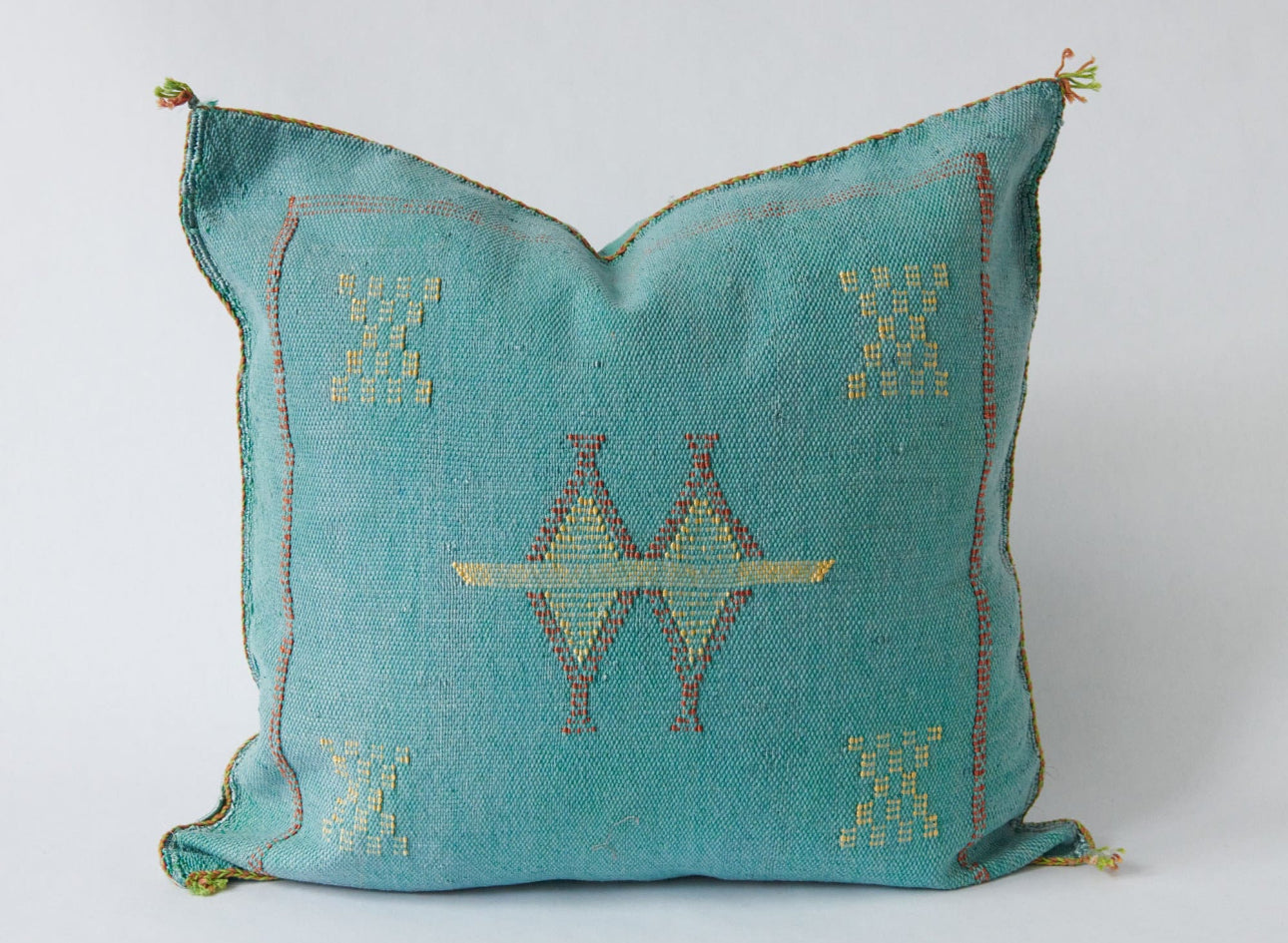 Blue Moroccan Cactus Silk Pillow