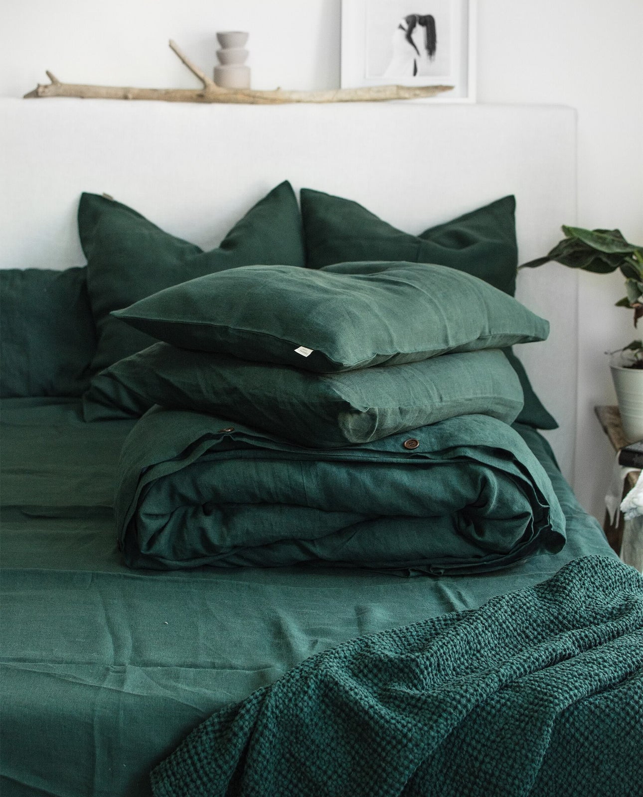 Linen Bedding set in Jungle Green