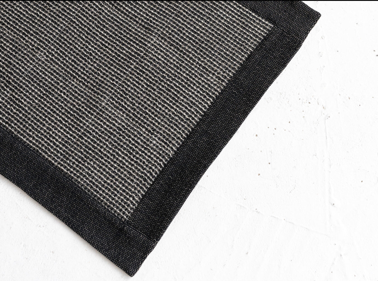 Black Linen bath mat