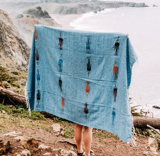 Mexican Baja Thunderbird Blanket Sky Blue