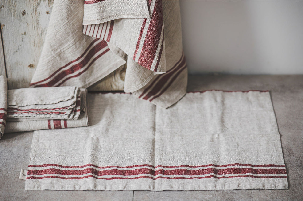 French Style Linen bath mat