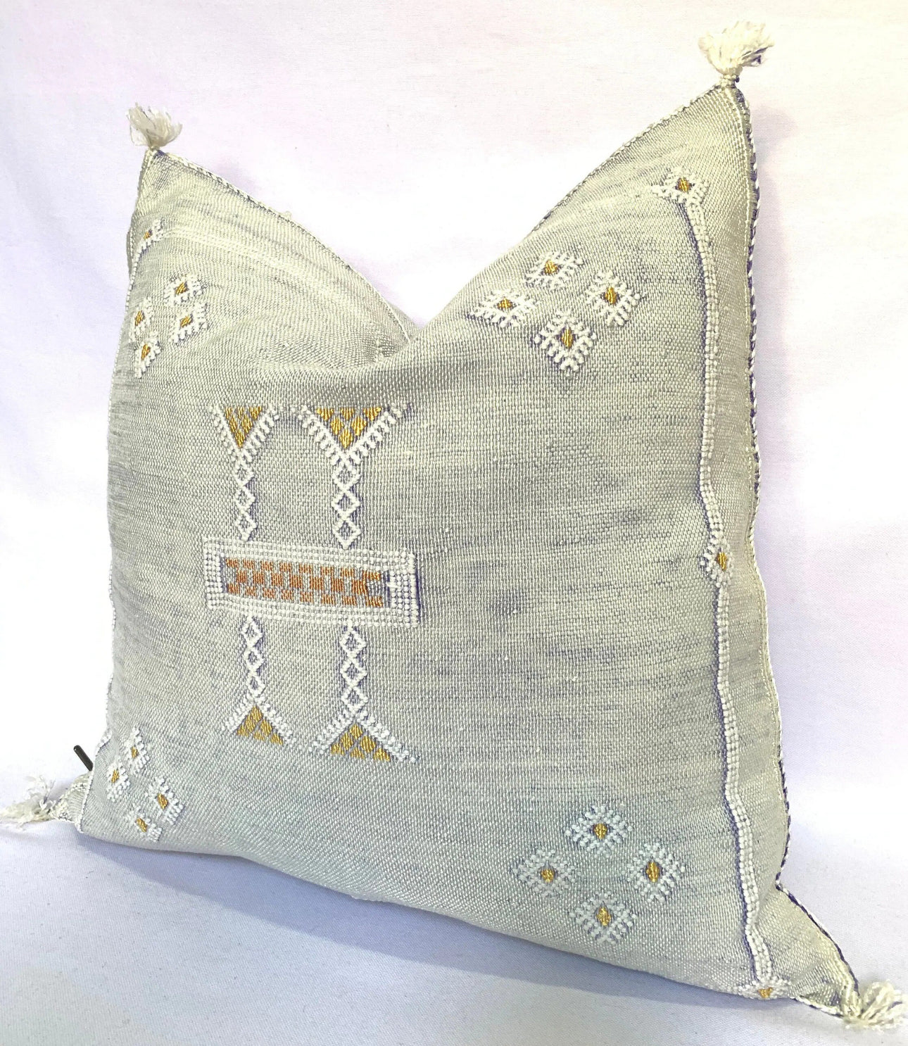 Beige Moroccan Cactus Silk Pillow