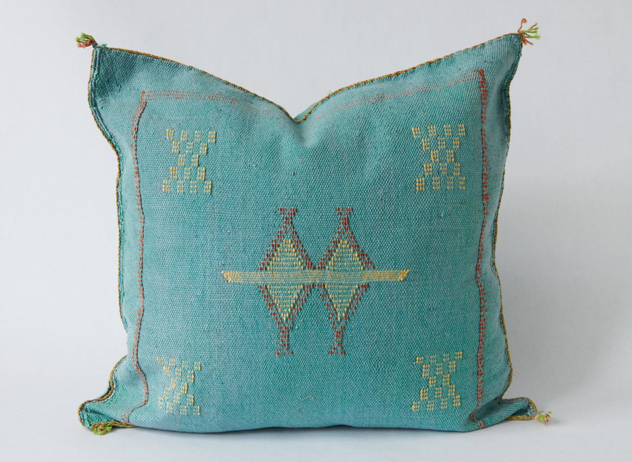 Blue Moroccan Cactus Silk Pillow