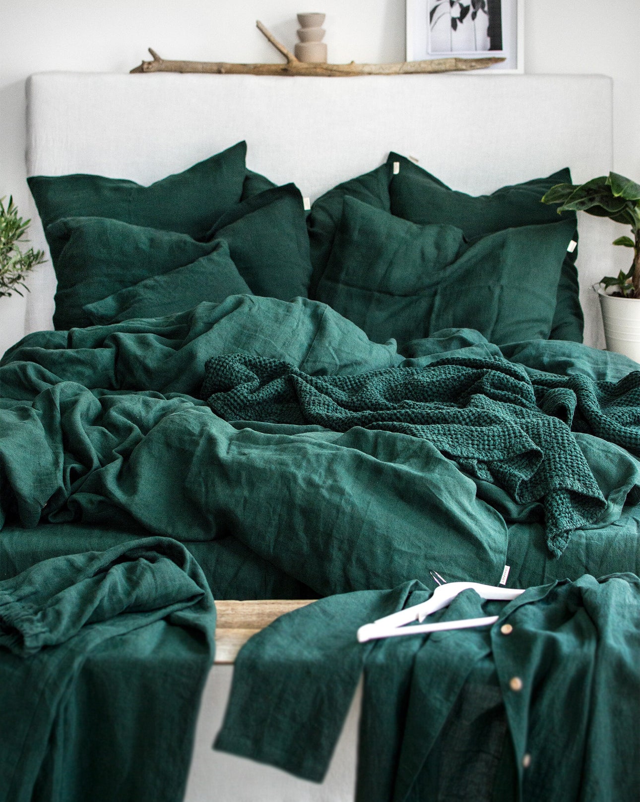 Linen Bedding set in Jungle Green