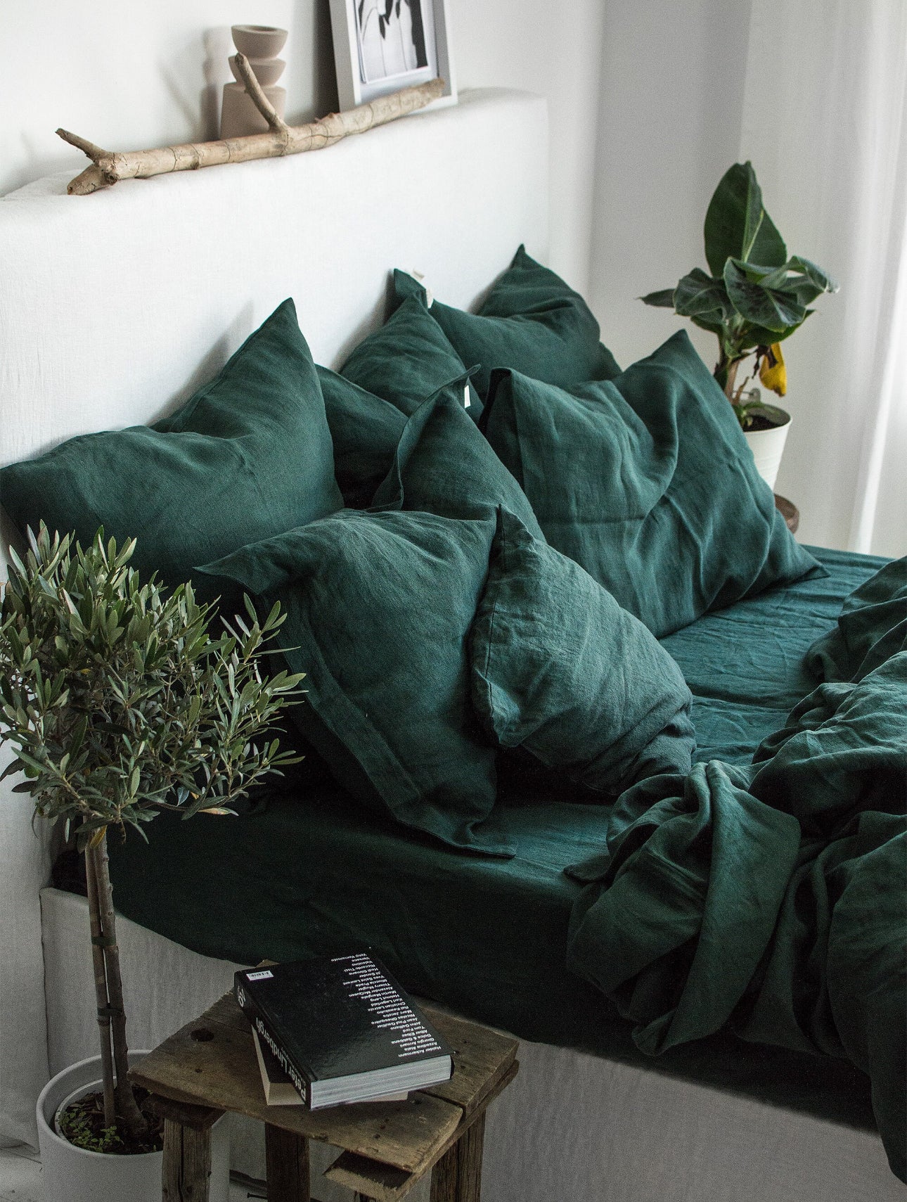 Linen Bedding set in Jungle Green