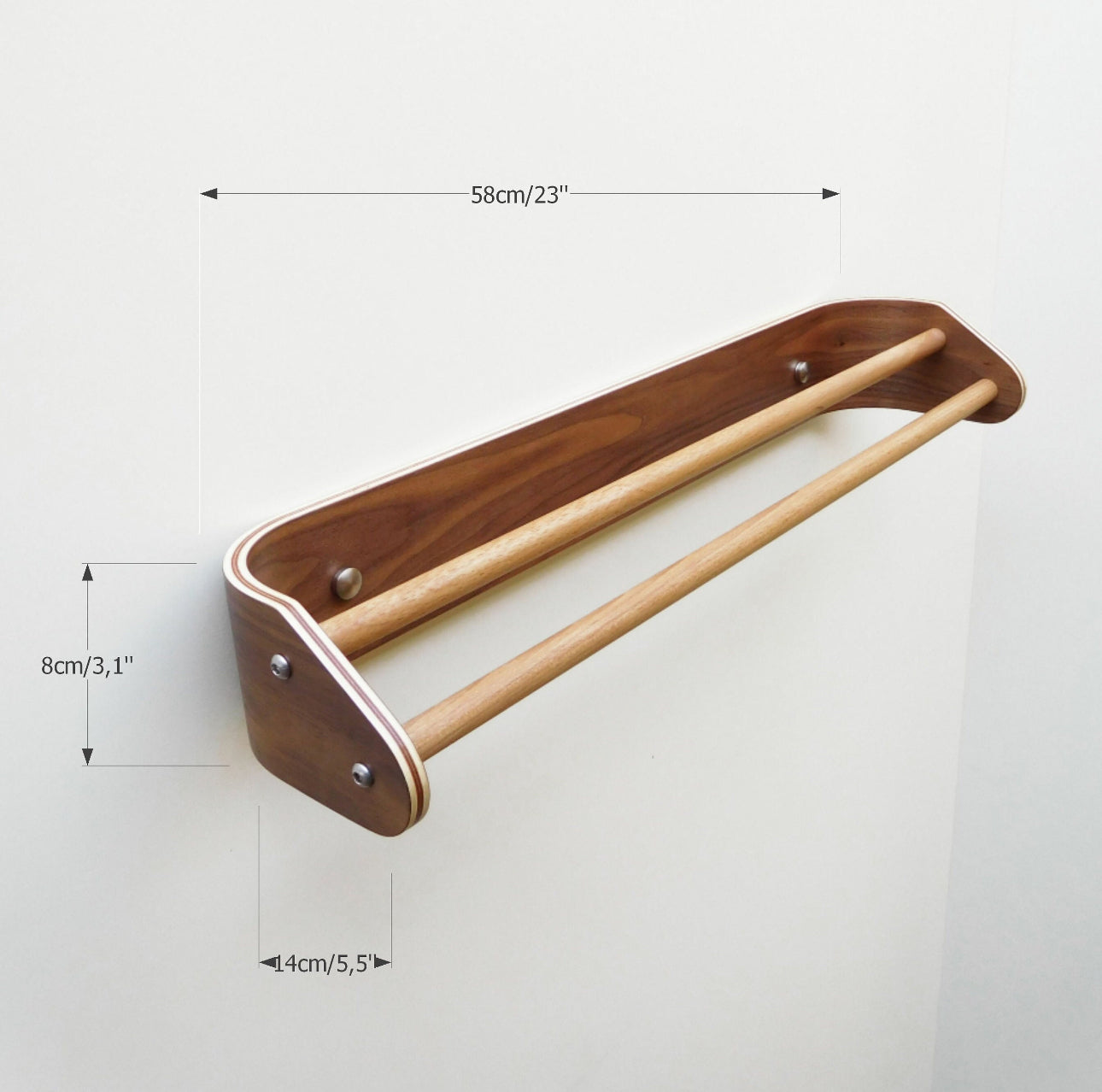 Wooden towel bar