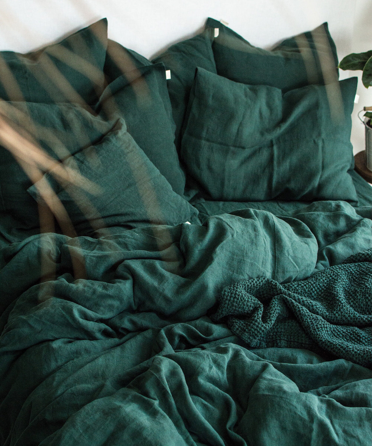 Linen Bedding set in Jungle Green