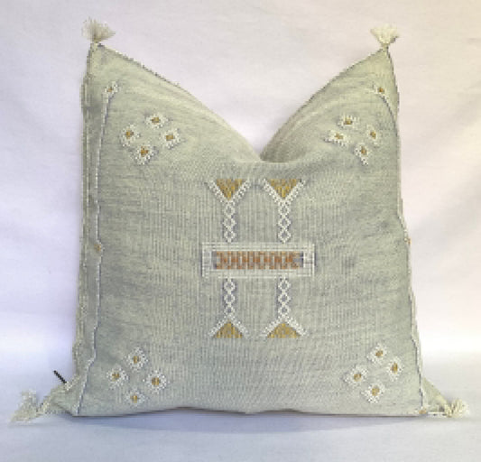 Beige Moroccan Cactus Silk Pillow