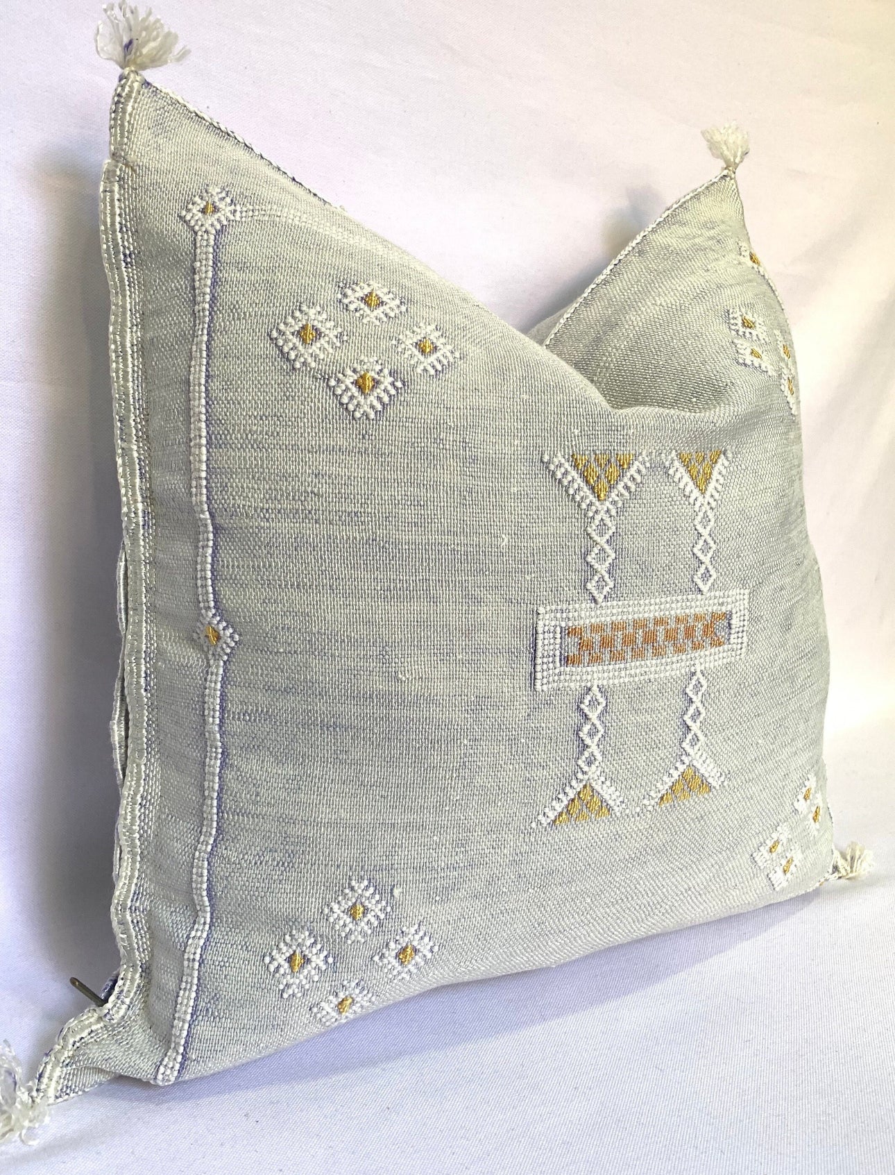 Beige Moroccan Cactus Silk Pillow