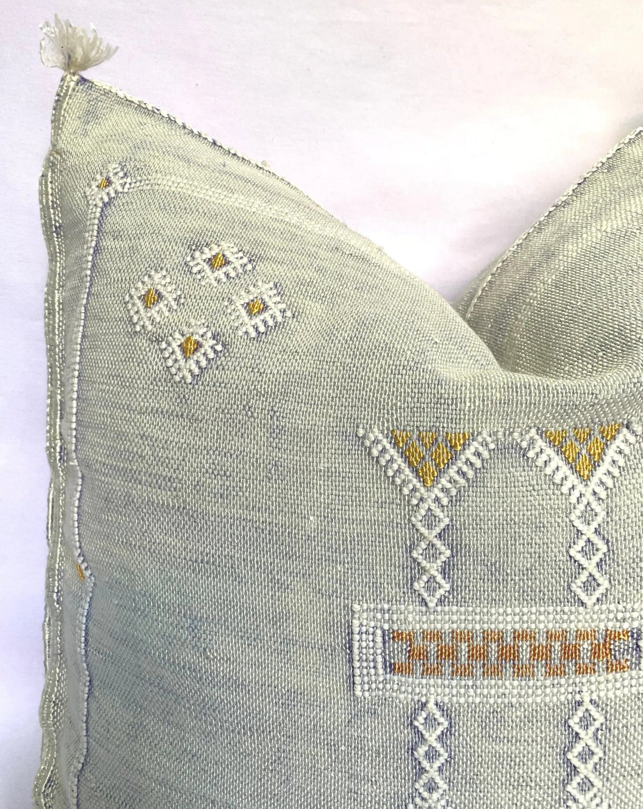 Beige Moroccan Cactus Silk Pillow