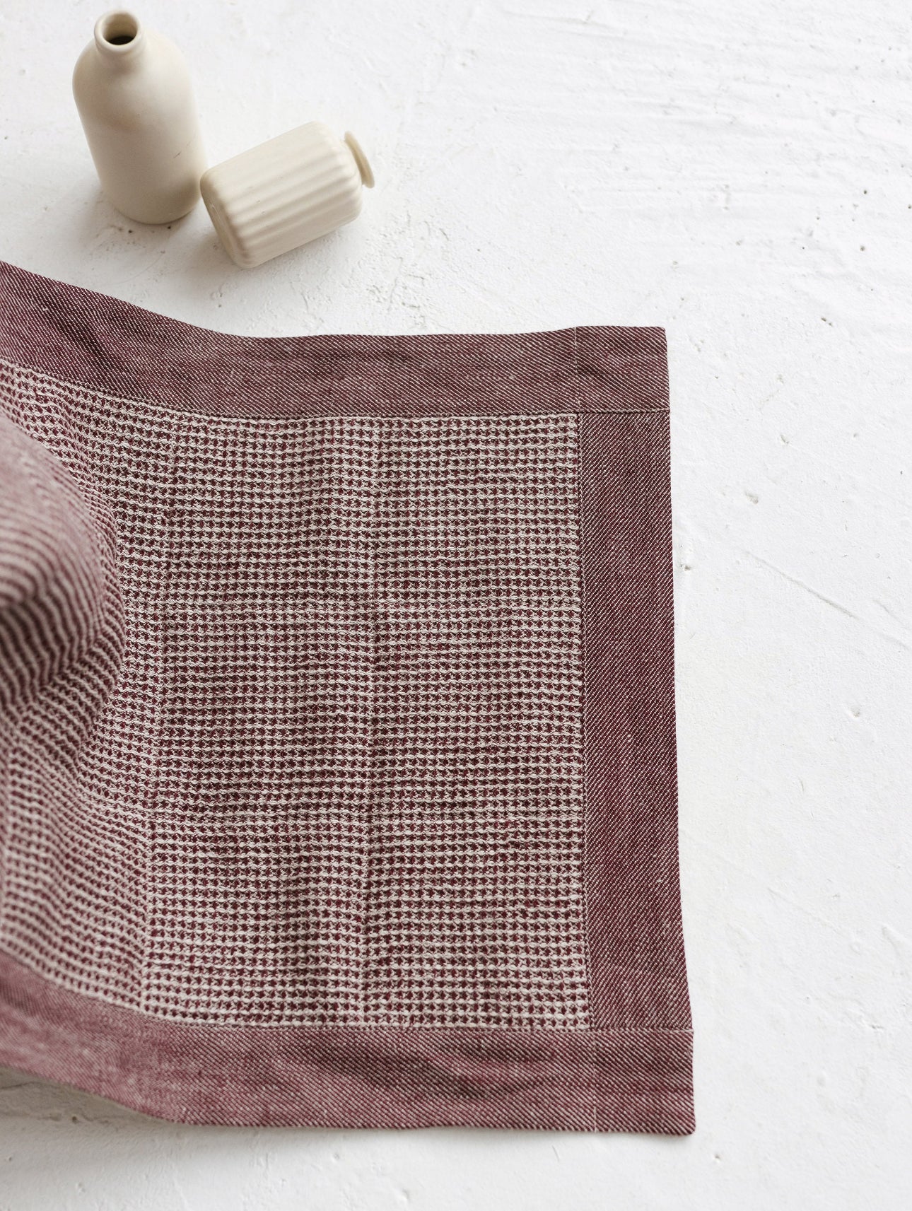 Burgundy Linen Bathroom mat