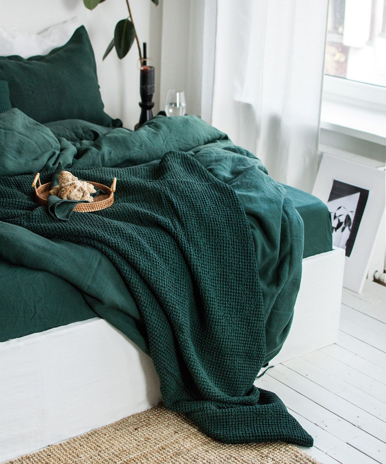 Linen Bedding set in Jungle Green