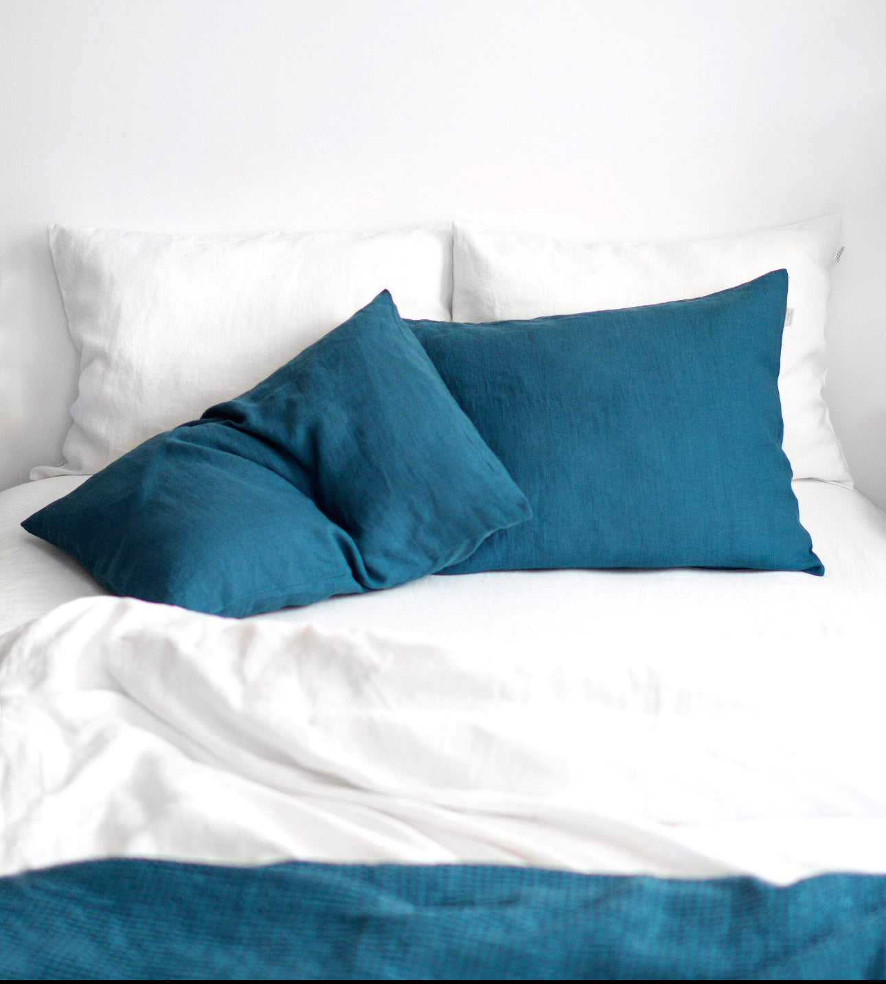 Linen Bedding set in lake blue