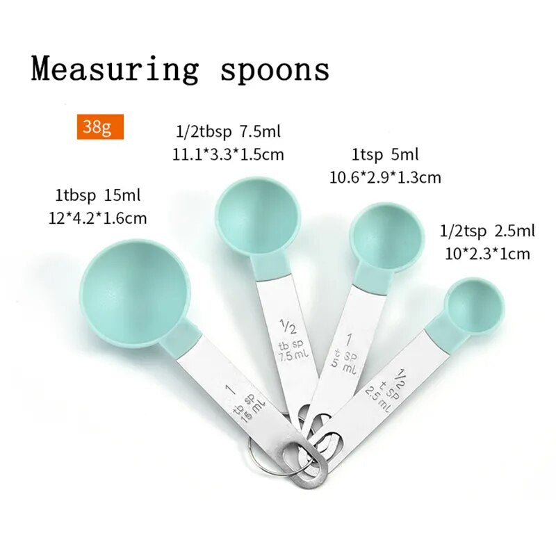 4Pcs/5pcs/10pcs Multi Purpose Spoons/Cup Measuring Tools PP Baking Accessories Stainless Steel/Plastic Handle Kitchen Gadgets