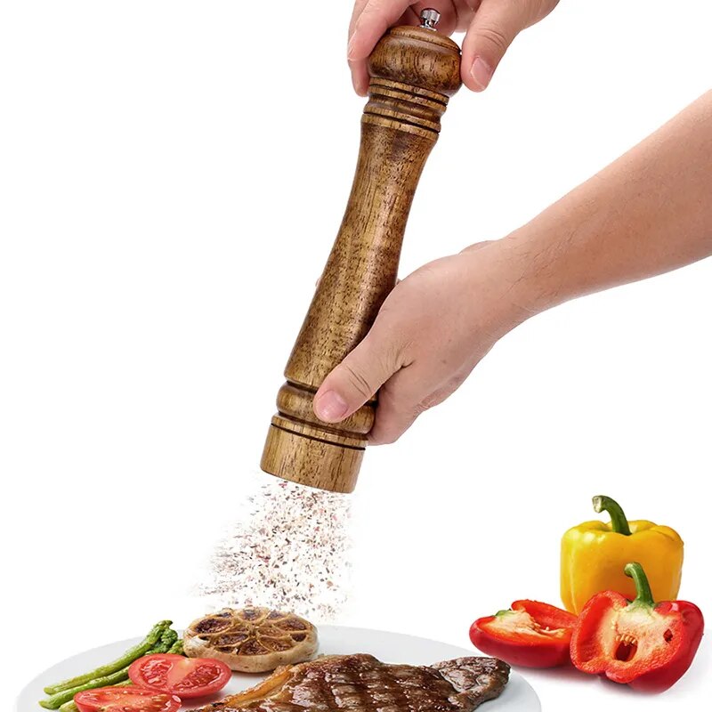 Salt and Pepper Mill, Wood Pepper Shakers with Strong Adjustable Ceramic Grinder with spare Ceramic Rotor - kitchen accessories