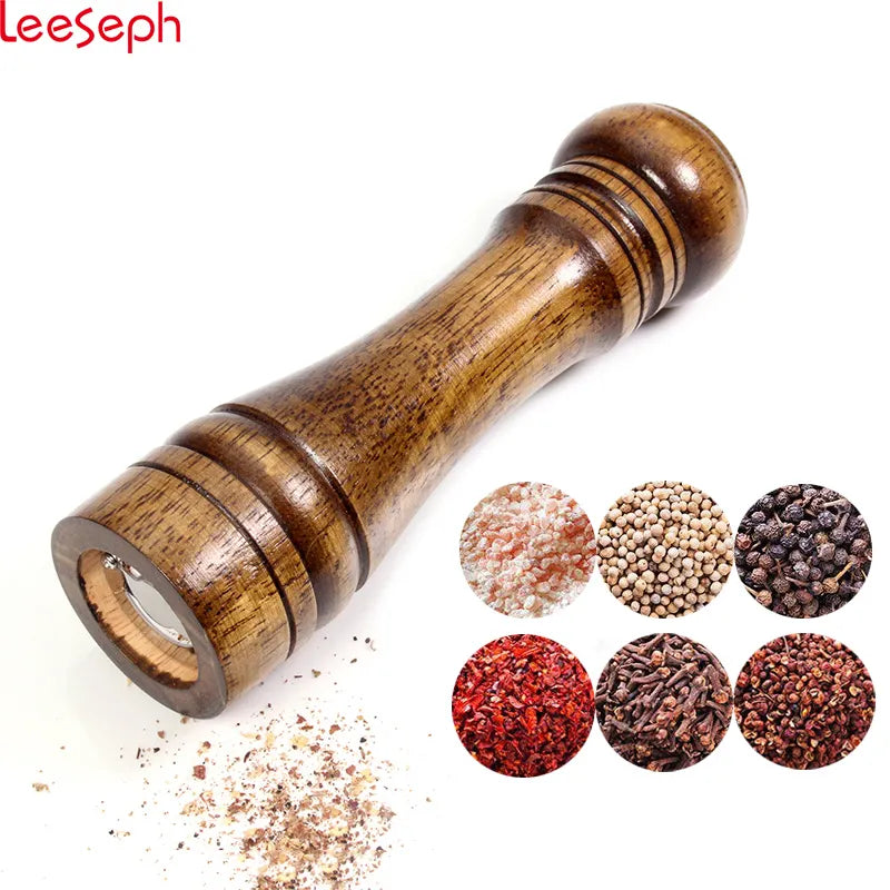 Salt and Pepper Mills, Solid Wood Pepper Mill with Strong Adjustable Ceramic Grinder  5" 8" 10" - Kitchen Tools by Leeseph