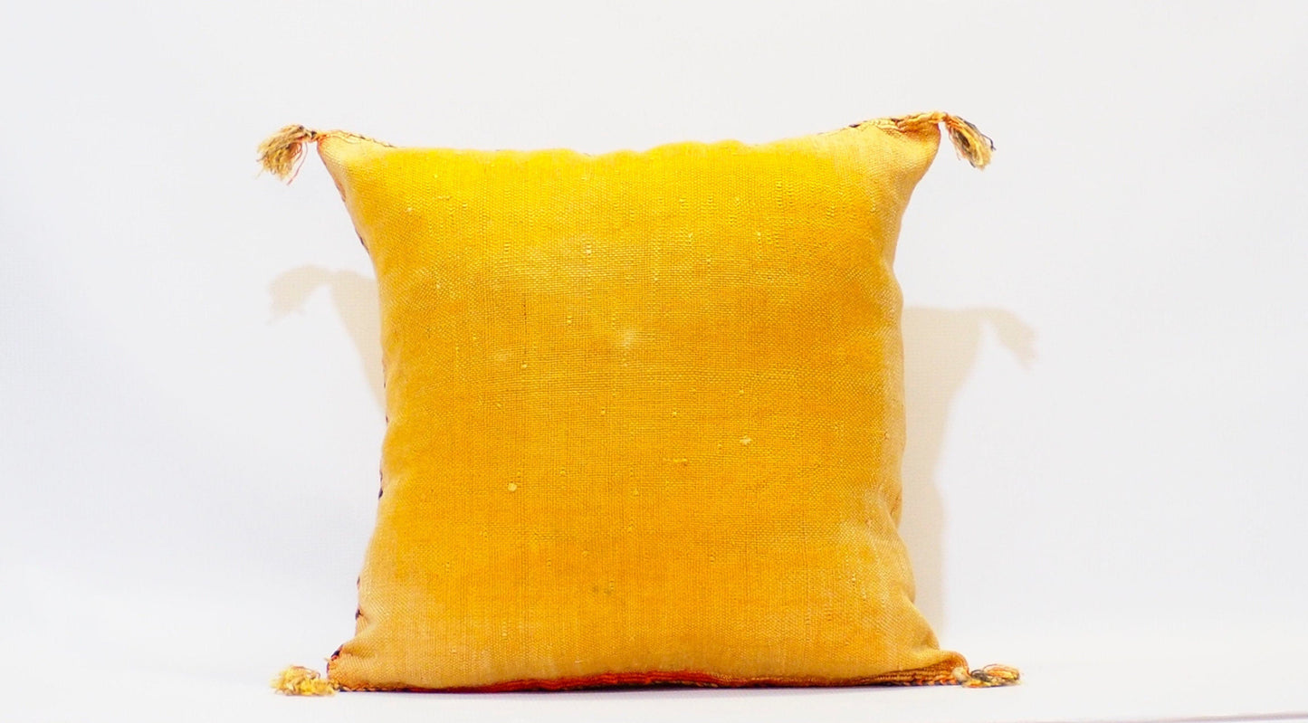 Yellow Moroccan Cactus Silk Pillow