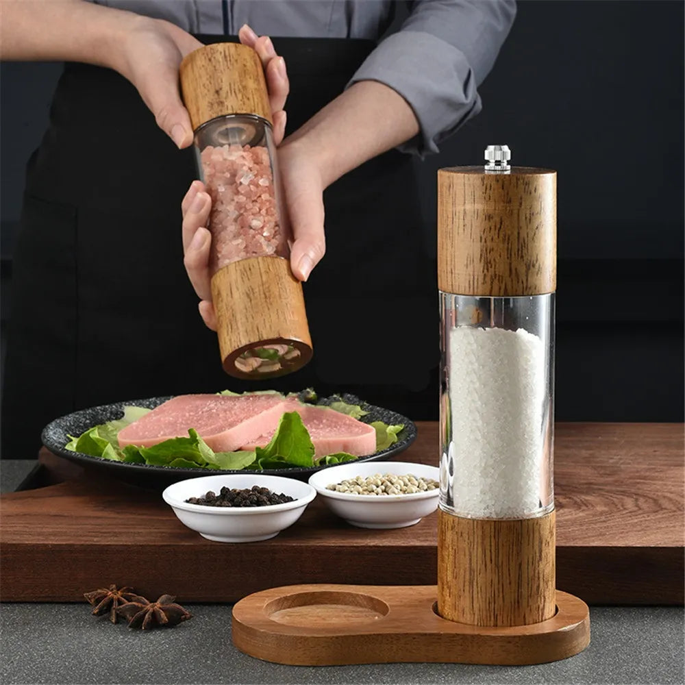 Antique Color Wooden Pepper Mill Manual Salt Spice Grinder With Adjustable Ceramic Core Pepper Grinder Kitchen Helper