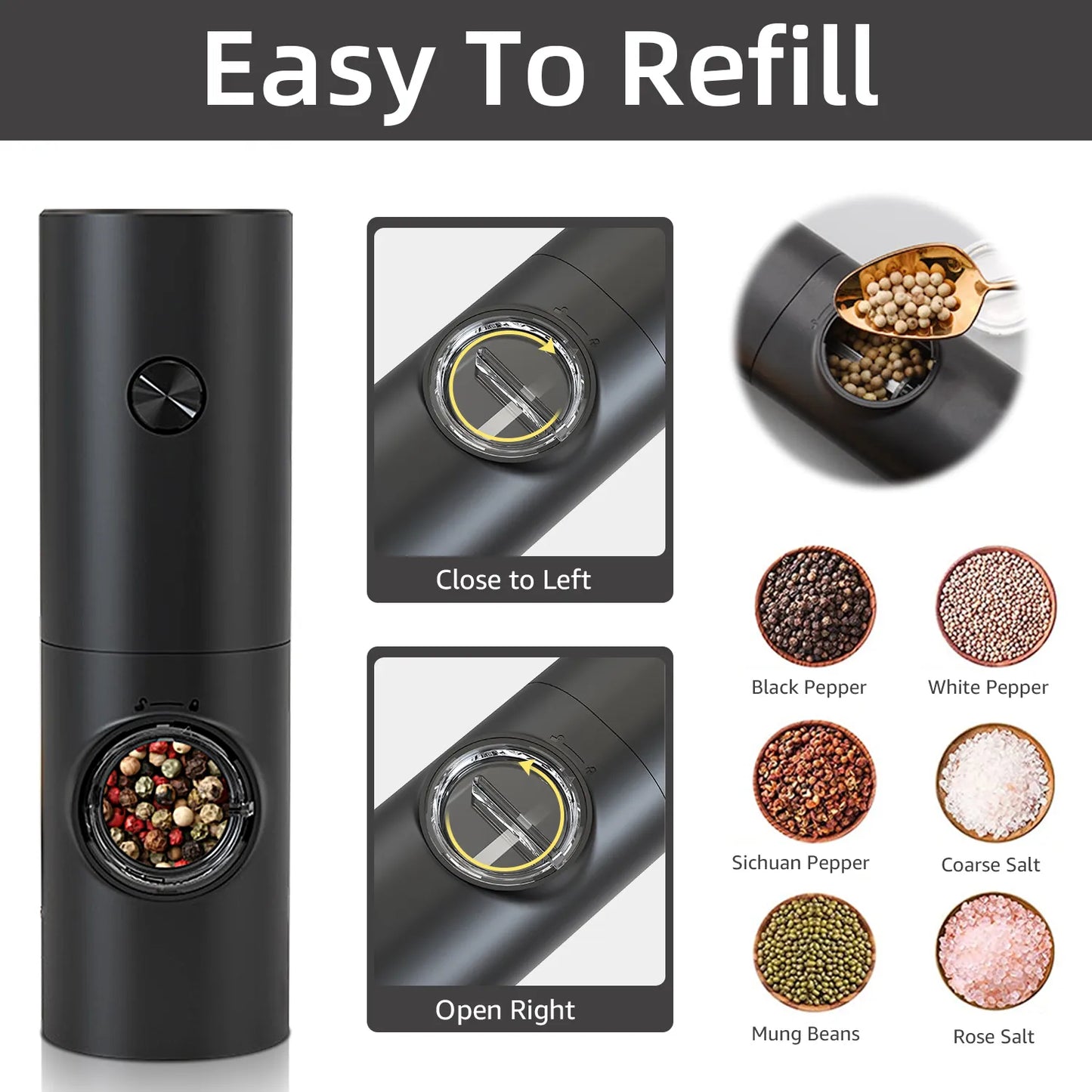 Electric Automatic Mill Pepper And Salt Grinder With LED Light Adjustable Coarseness Produced By Xiaomi Partner Manufacturers