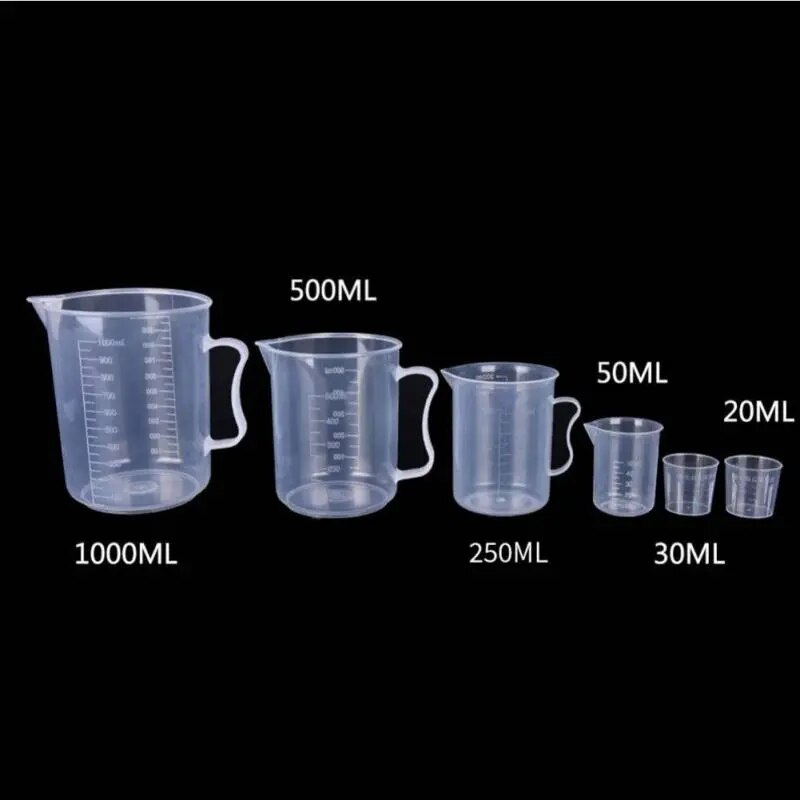 Plastic Cups 50/100/150/250/500/1000ml Premium Clear Plastic Graduated Measuring Cup Pour Spout Without Handle Kitchen Tool