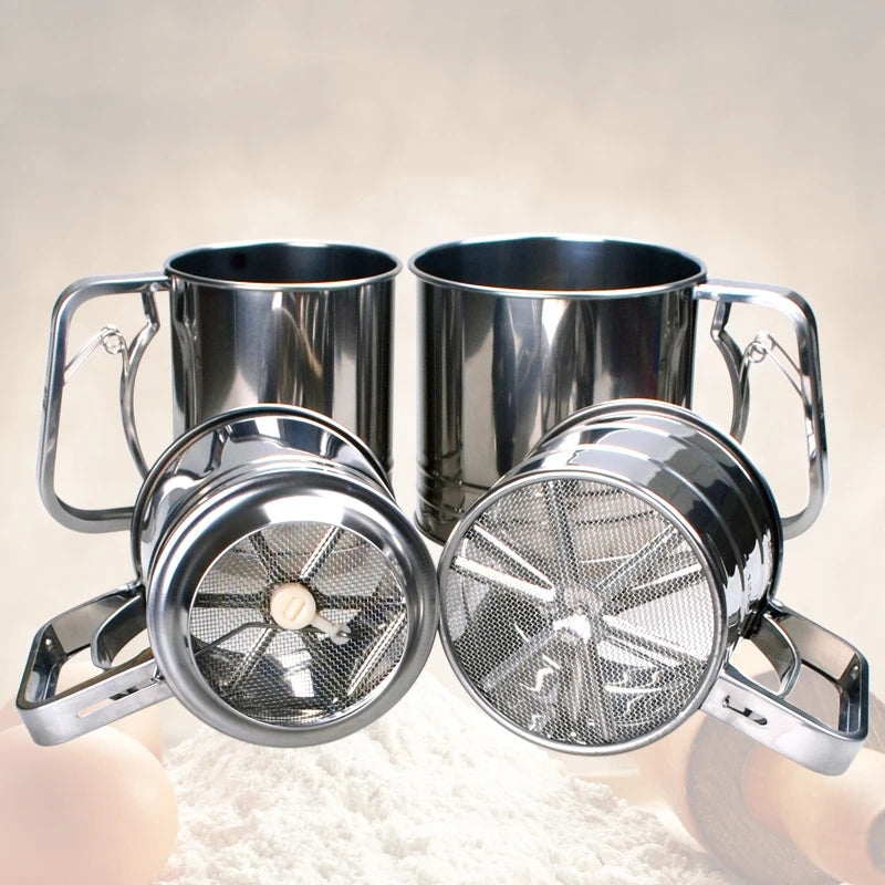 Stainless Steel Mesh Crank Flour Sifter