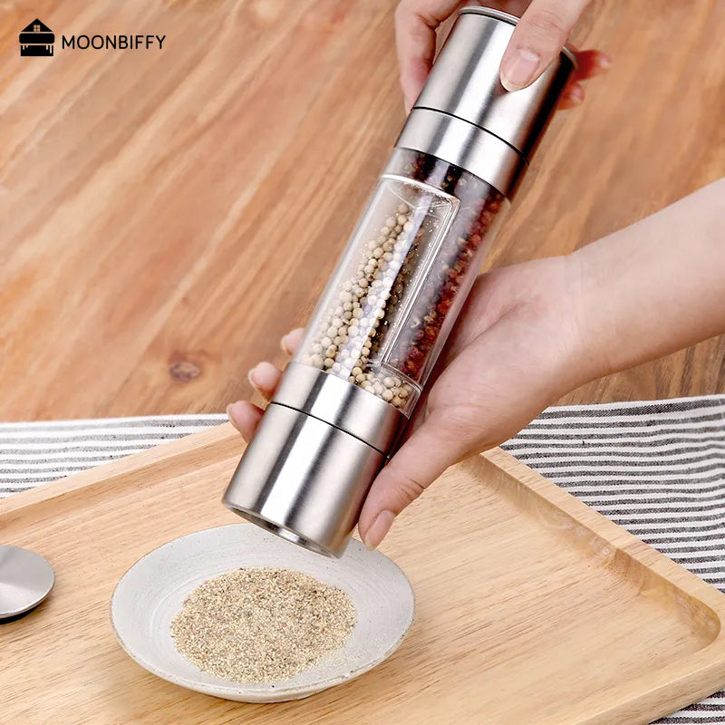 Pepper Mill Grinder 2 In 1 Stainless Steel Manual Salt Pepper Grinder Seasoning Kitchen Tools Grinding for Cooking гриндер 그라인더