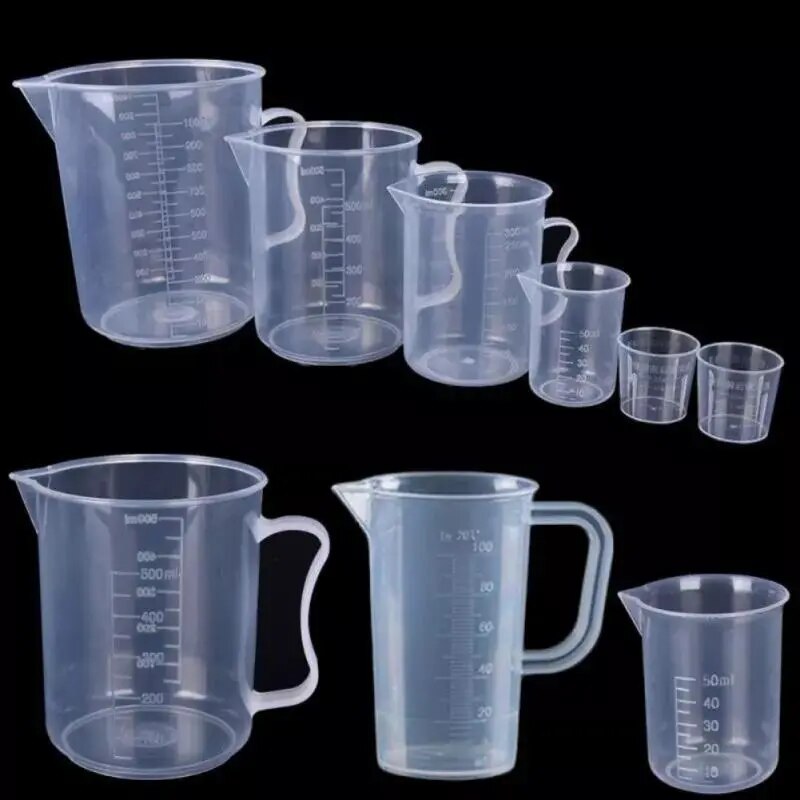 Plastic Cups 50/100/150/250/500/1000ml Premium Clear Plastic Graduated Measuring Cup Pour Spout Without Handle Kitchen Tool