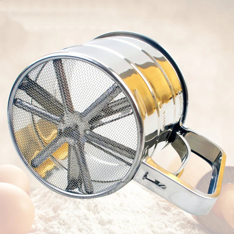 Stainless Steel Mesh Crank Flour Sifter