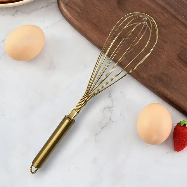 Gold Stainless Steel Hand Whisk