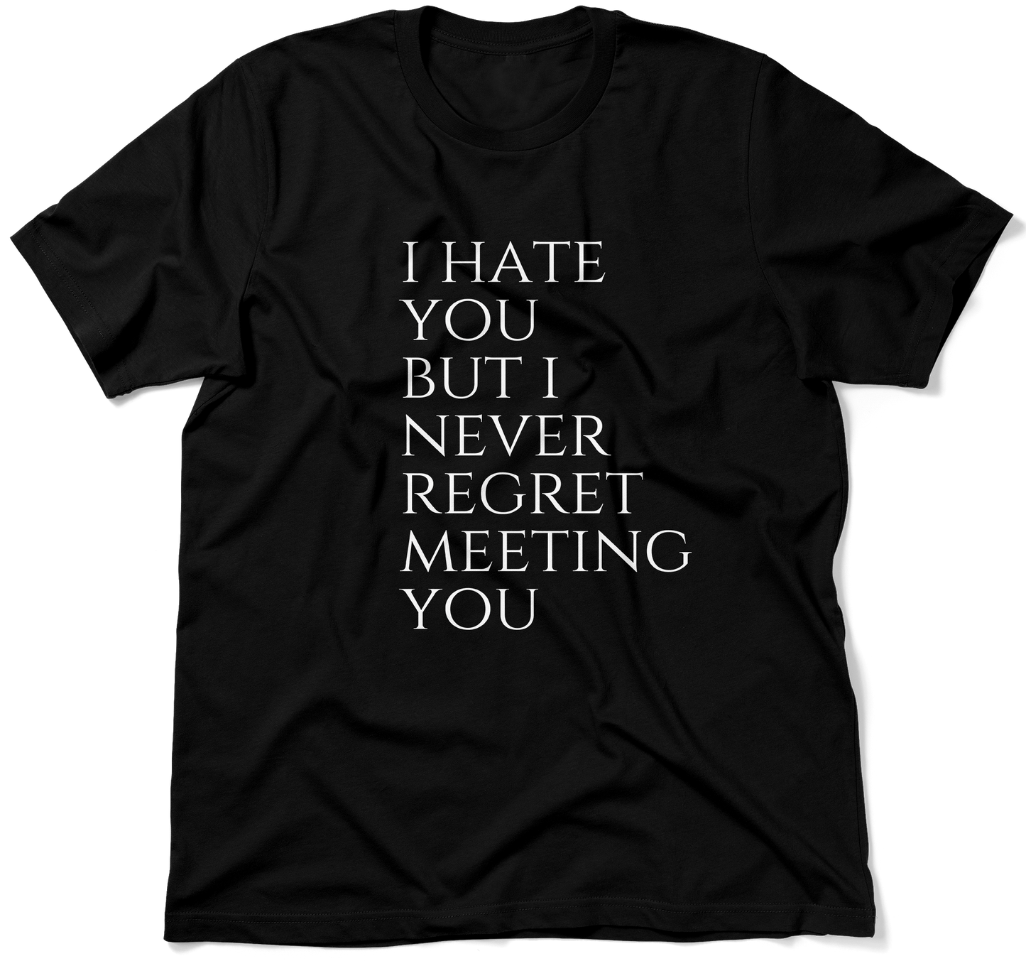 I HATE YOU BUT I NEVER REGRET MEETING YOU.  / Unisex T-shirt