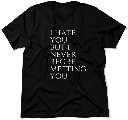 I HATE YOU BUT I NEVER REGRET MEETING YOU.  / Unisex T-shirt